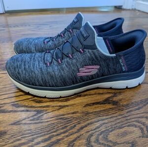 Skechers Slip on Blue and Pink Athletic Shoes 7.5